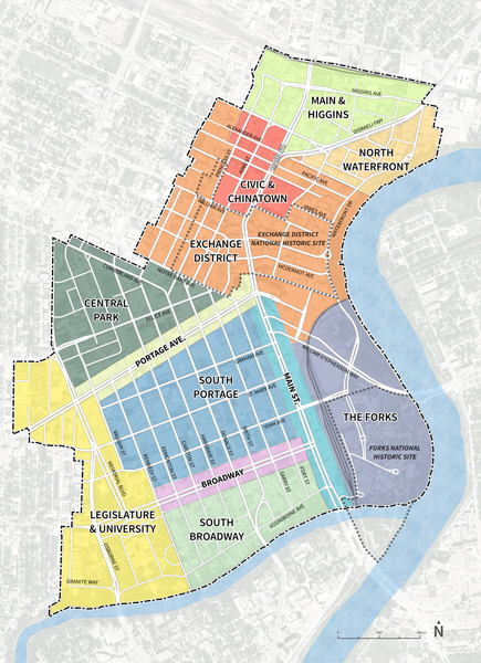 Map of the district planner areas in Winnipeg