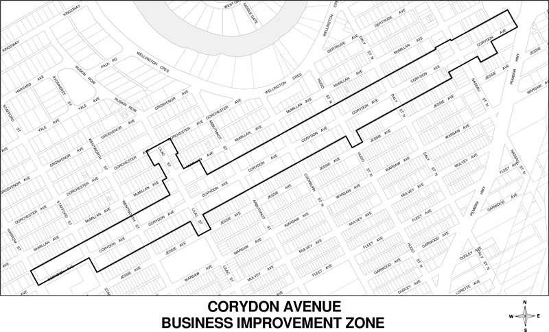 Corydon Avenue Business Improvement Zone Boundary Map