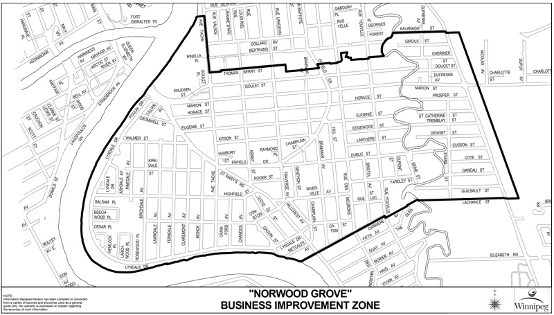 Norwood Grove Business Improvement Zone Boundary Map