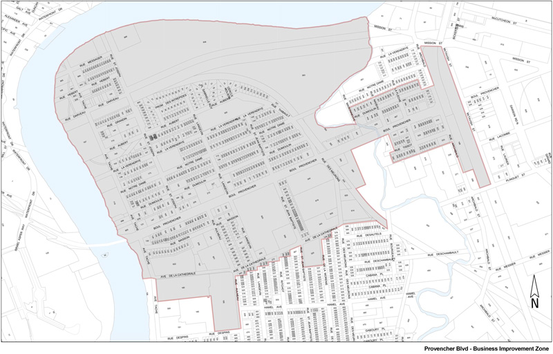 Provencher Boulevard Business Improvement Zone Boundary Map