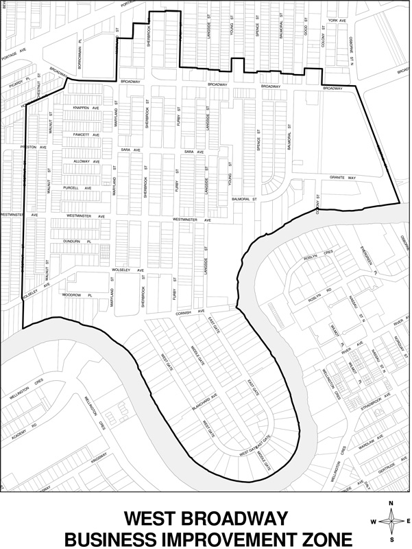 West Broadway Business Improvement Zone Boundary Map