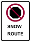 snow route parking ban sign