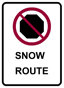 Snow route small sign