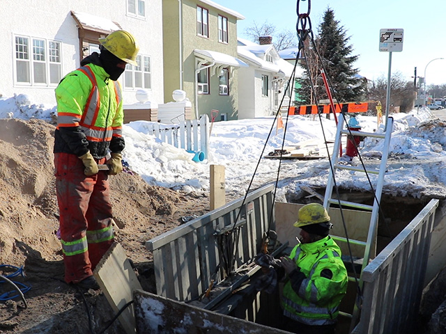 City of Winnipeg crew repairing a water main break