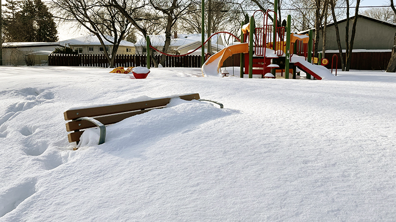 snow covered playground