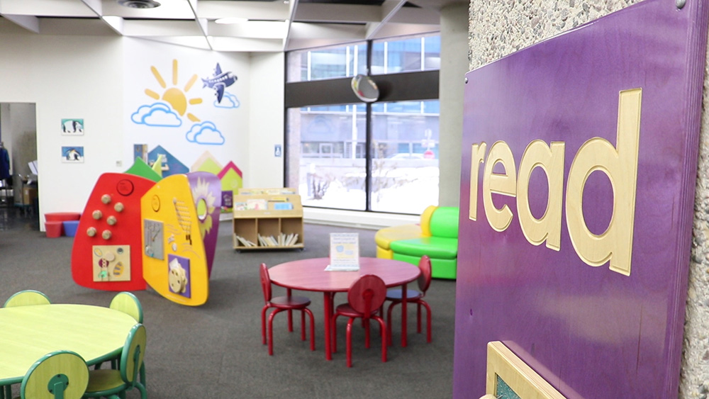 Millennium Library family literacy playground and reading area