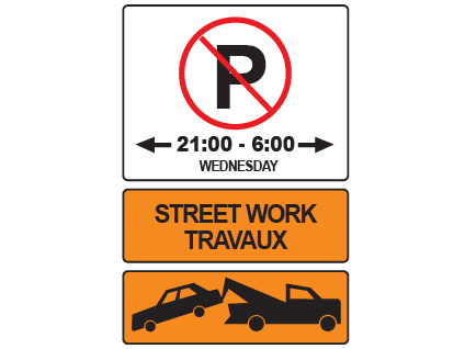 Temporary no parking sign