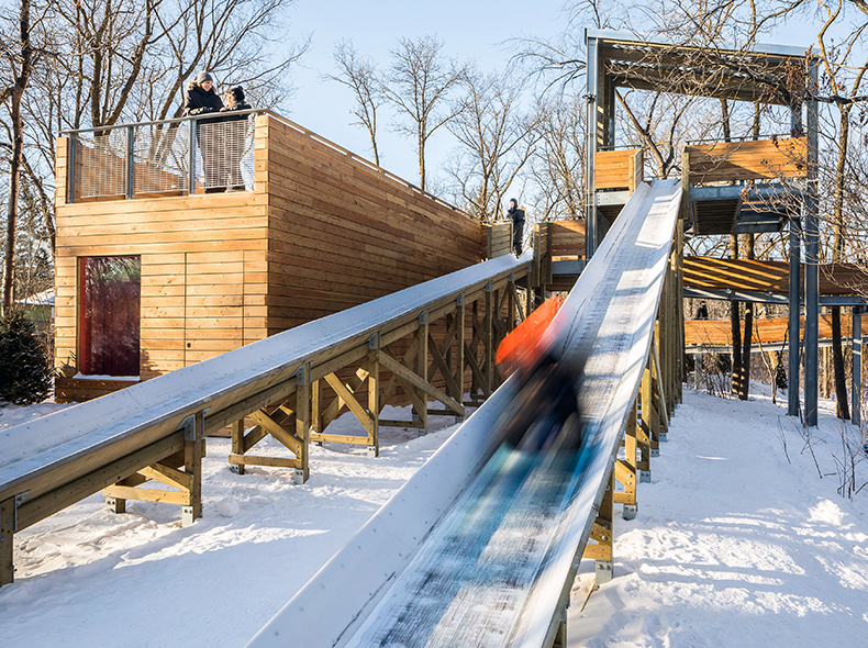 Slide view of St. Vital Park Toboggan Slide in Winnipeg