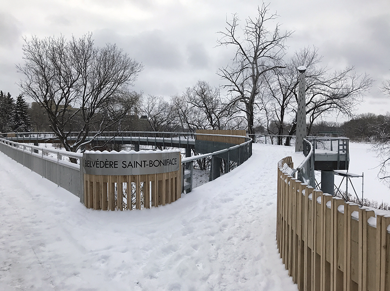 A view of the Taché Promenade and Belvédère Saint-Boniface in Winnipeg 