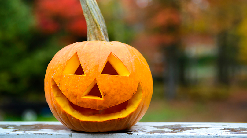 A Halloween pumpkin with a smile