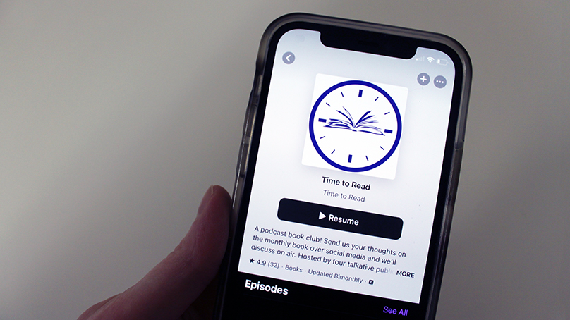 The Time to Read podcast on a mobile phone