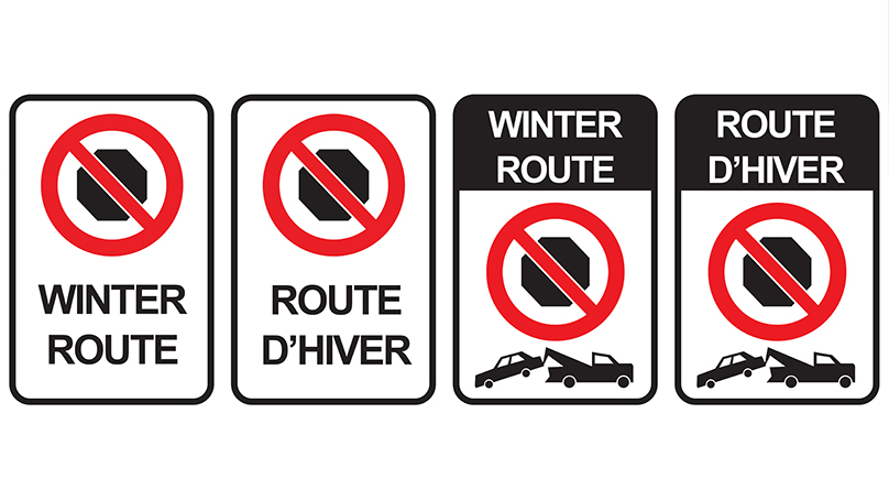 Snow Route signs are in the process of being changed to read Winter Route.
