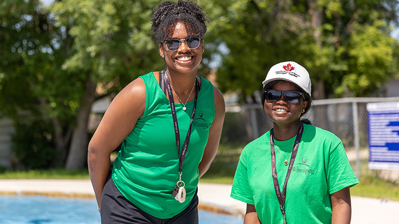 wading pool attendants at an outdoor wading pool
