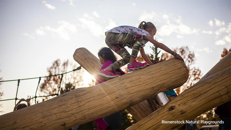 A child plays on a playground