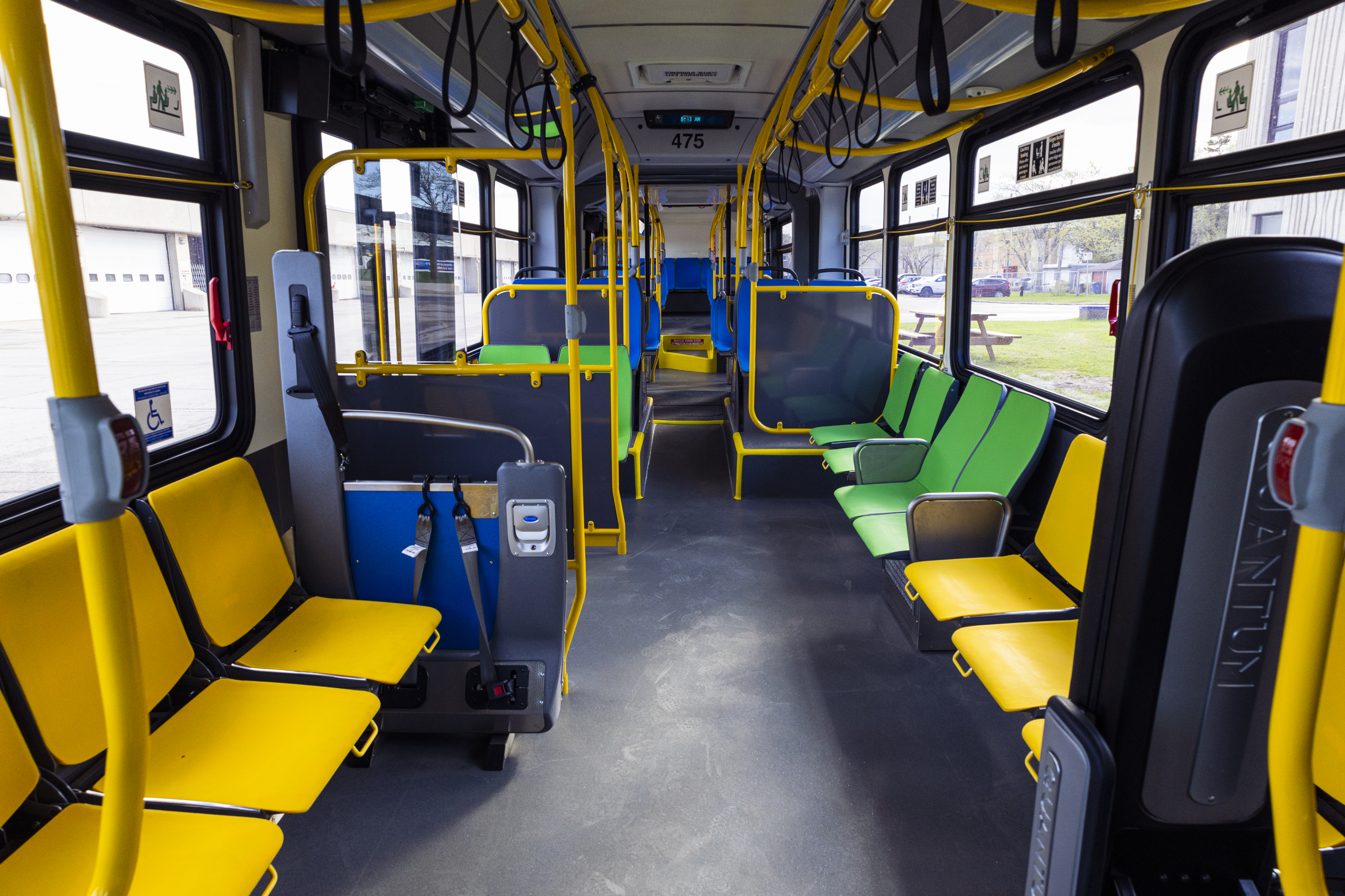 Colour coded seats on a Winnipeg Transit bus