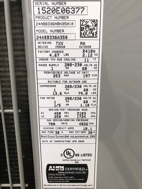 Example of acceptable air conditioner/heat pump photo