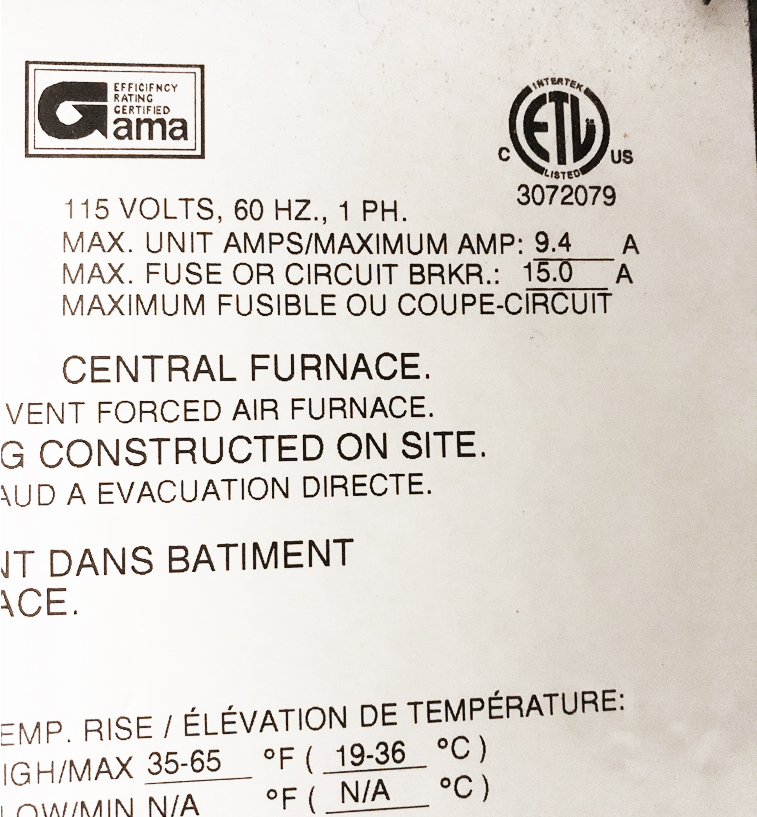 Example of acceptable furnace photo