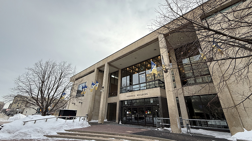 Winnipeg City Hall exterior in winter