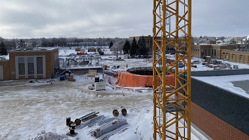 Construction at the North End Wastewater Treatment Plant in winter