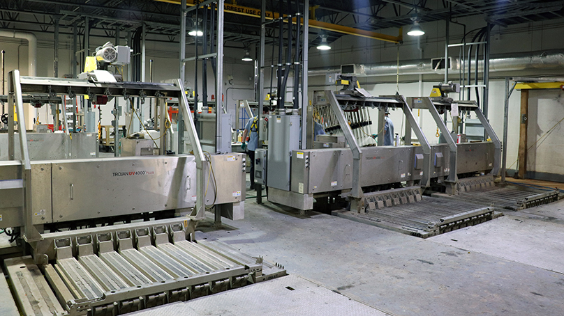 large metal machines in a water treatment plant 