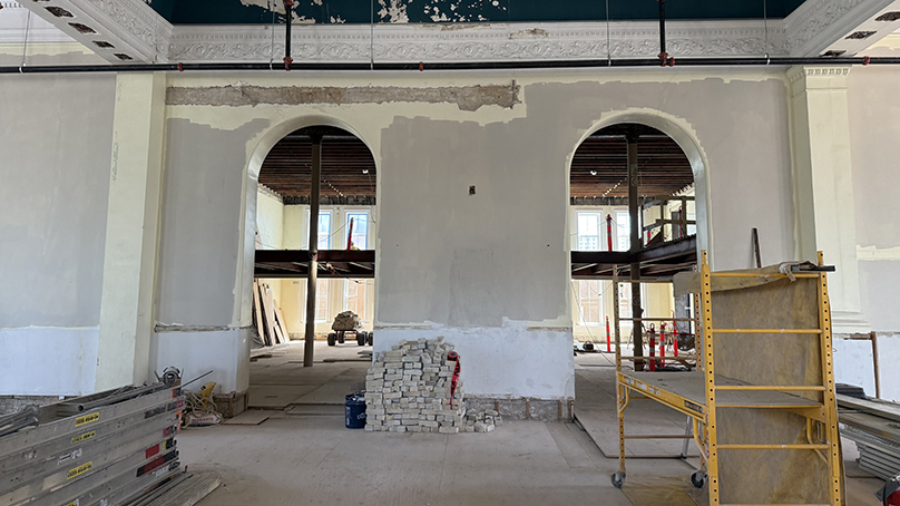 construction of the inside of Carnegie Library