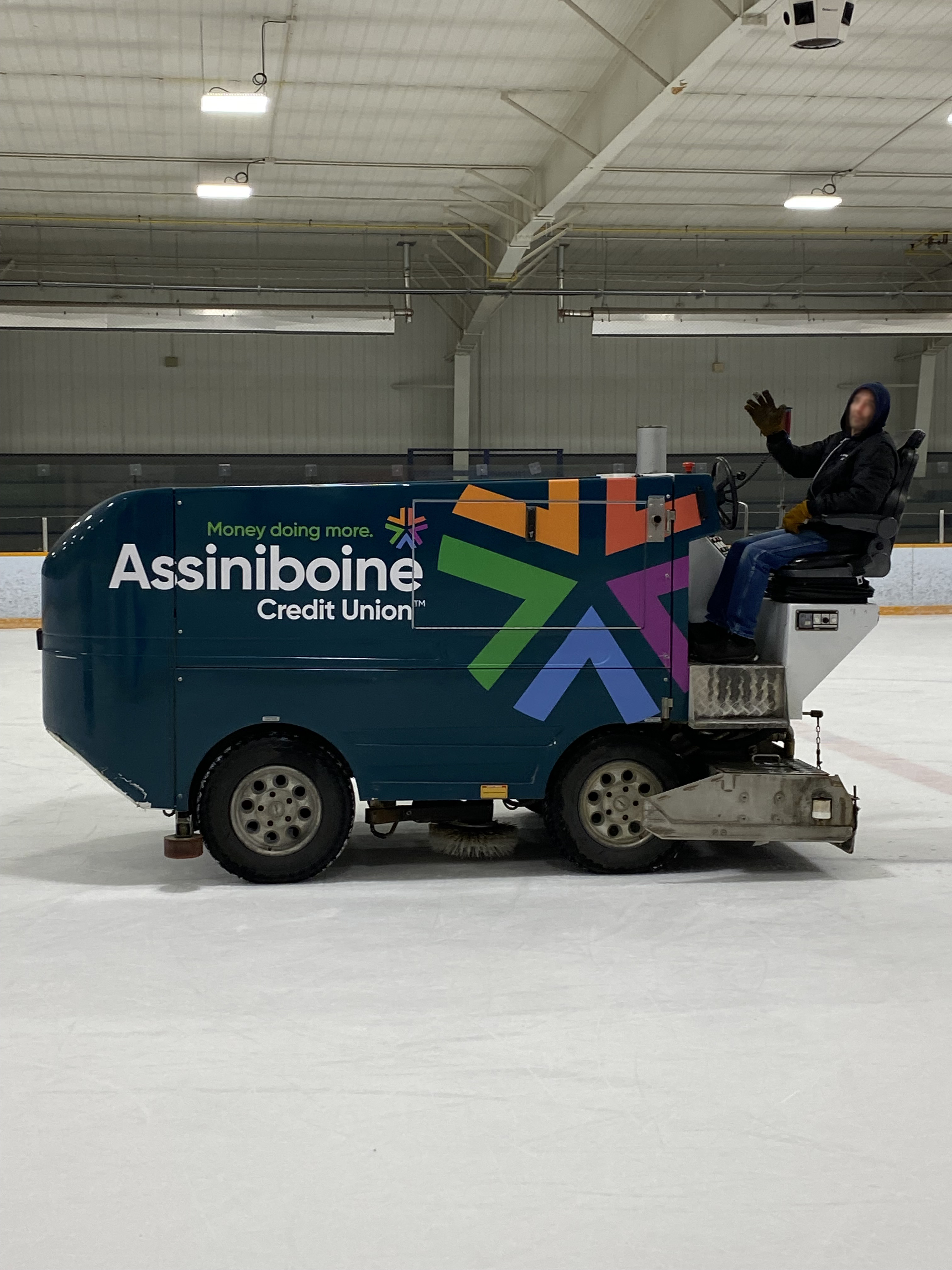Zamboni on ice in arena