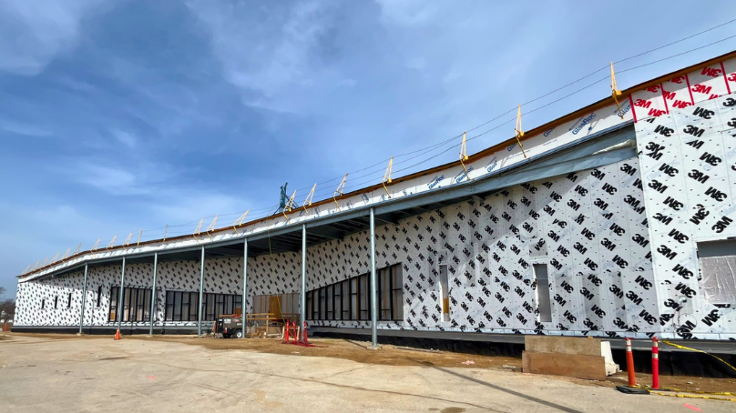 Exterior work in progress at St. James Civic Centre