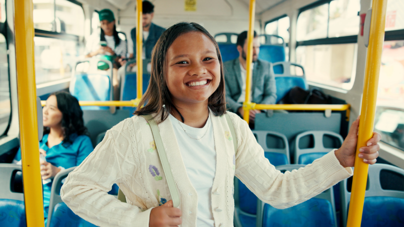 Student on a Winnipeg Transit bus