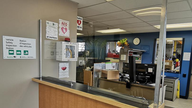 A safety shield custom designed by Winnipeg’s Fleet Management Agency