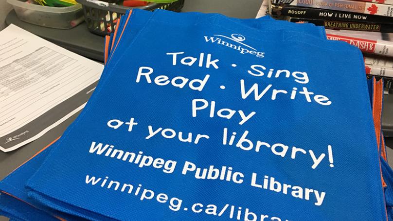 Winnipeg Public Library's Outreach Services Team prepared reading kits.