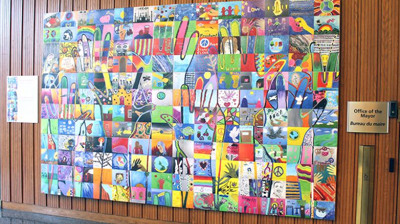 Human Right Mural in Council building near office of the Mayor