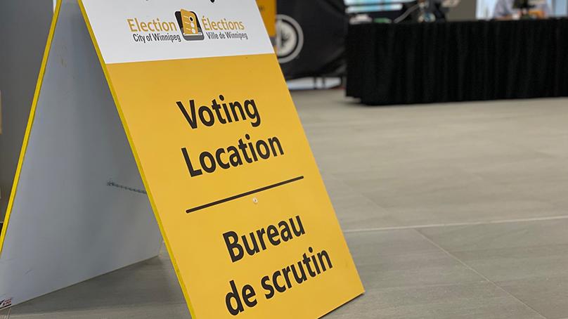Advance voting location at Canada Life Centre.