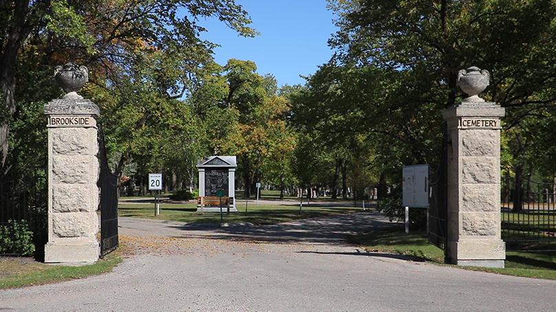 Brookside Cemetery entry gate