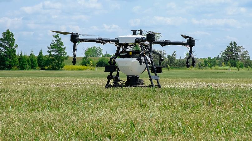 Drone on a grass field