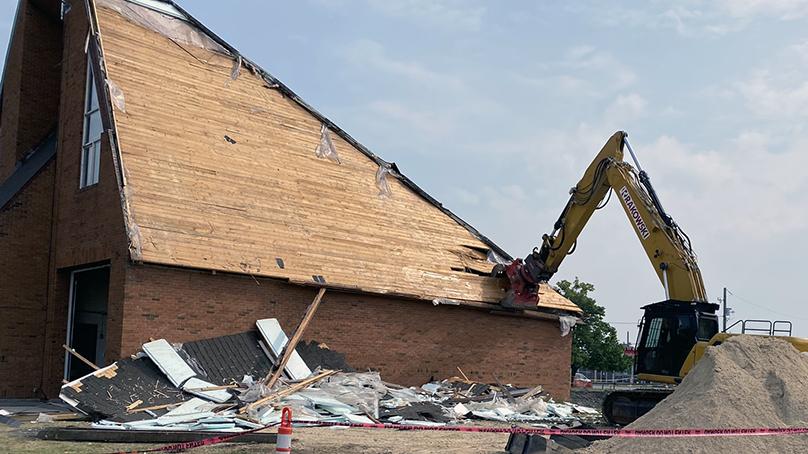 Winnipeg Fire Paramedic Service station 15 demolition of the roof