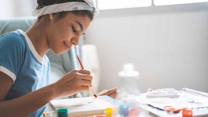 Young person painting