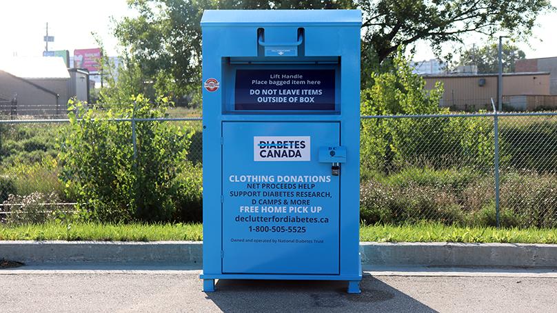 Clothing donation bin at 4R Winnipeg Depot