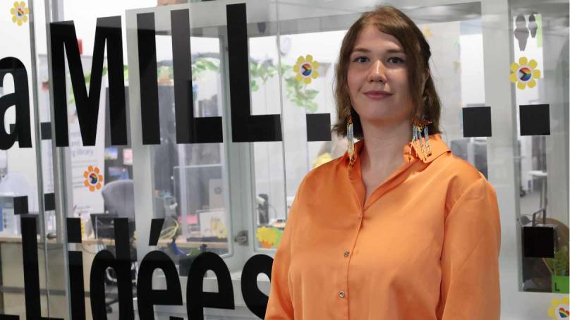 Maker-in-resident Shivanya Ra in front of the ideaMill