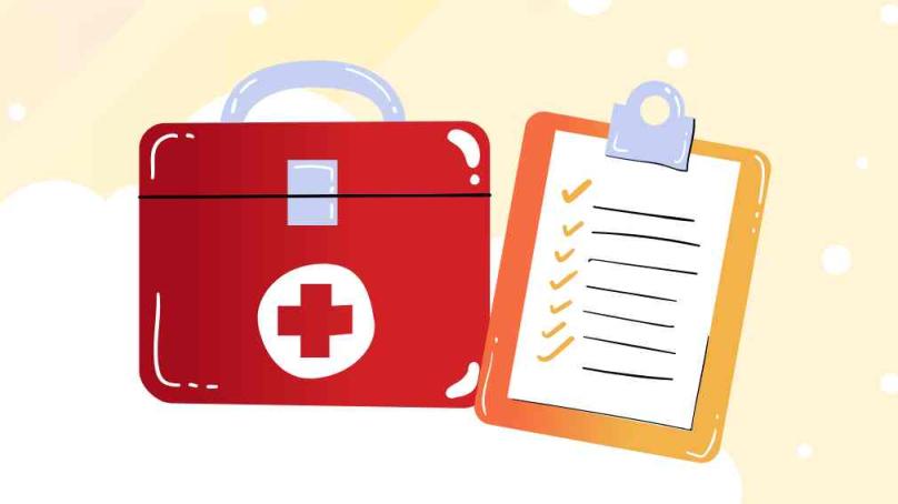 First aid kit and checklist illustration