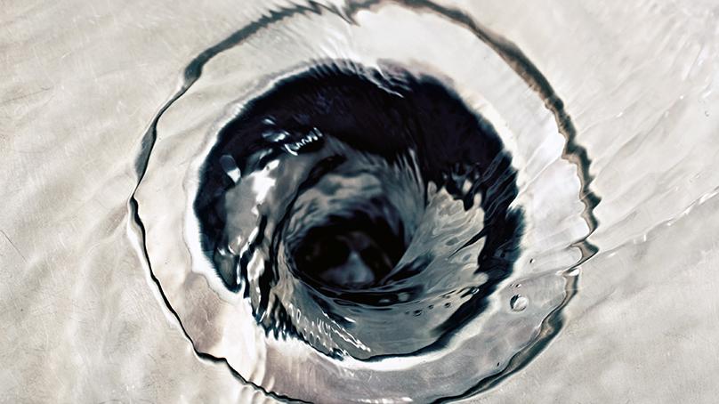 Water going down a sink drain