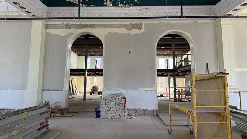 construction of the inside of Carnegie Library