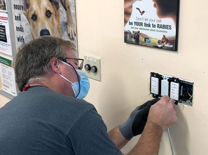 Energy efficient lighting is installed at Animal Services.