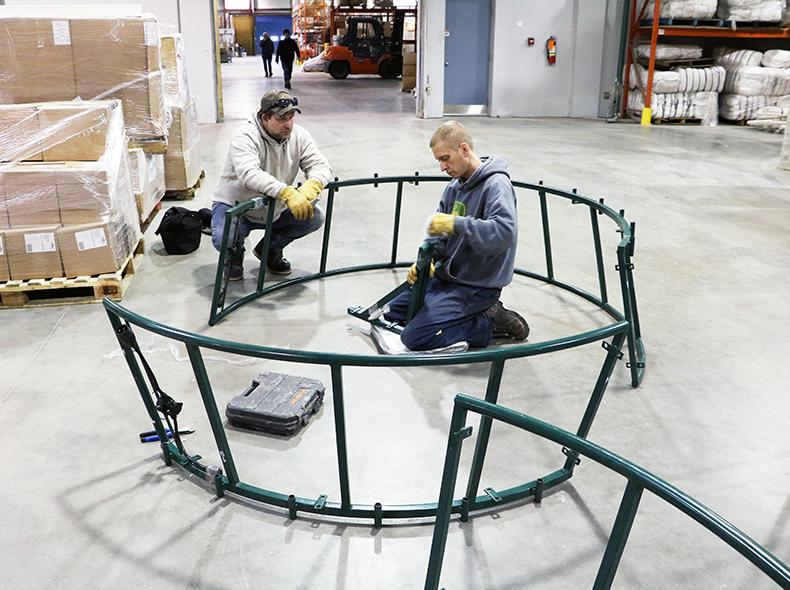 The new City Hall Christmas tree being installed