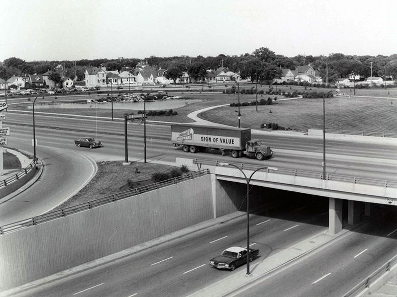 Historical view of the Portage Overpass
