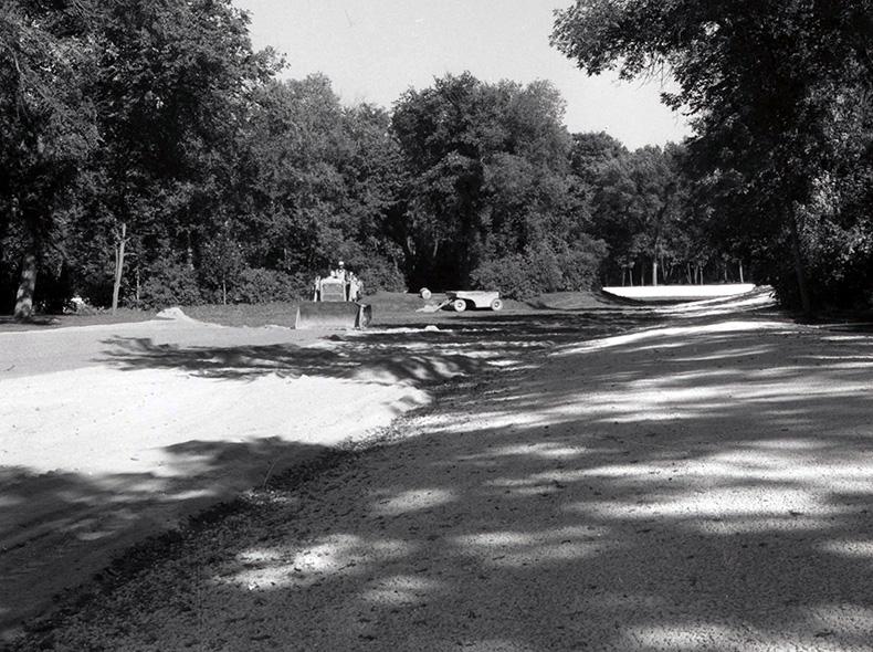 Landscaping of lake in St. Vital Park in 1966.

