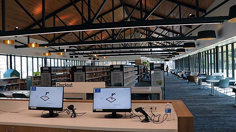 The inside of the Bill and Helen Norrie Library.