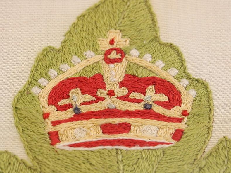 This piece was embroidered by Winnipeg-based solider Herbert Clark during the First World War.