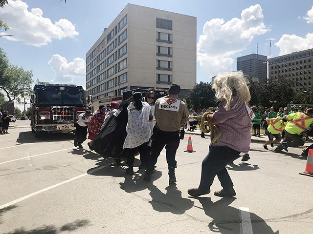 The Fire Engine Pull serves as the annual City of Winnipeg Charitable Fund campaign kickoff.