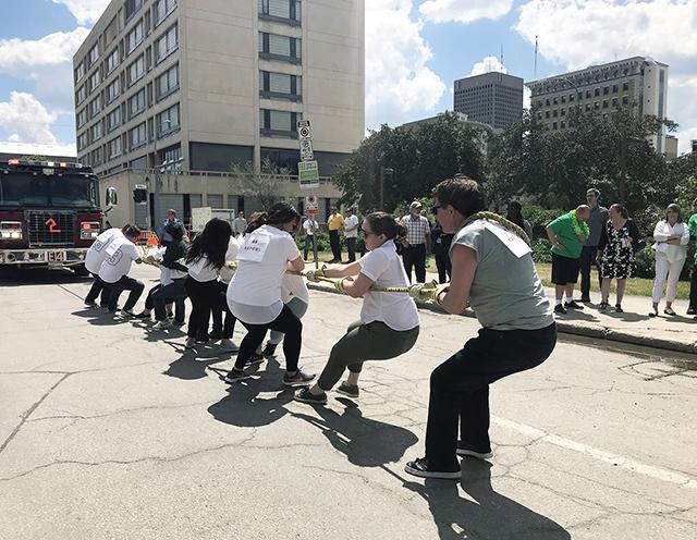 The Fire Engine Pull serves as the annual City of Winnipeg Charitable Fund campaign kickoff.