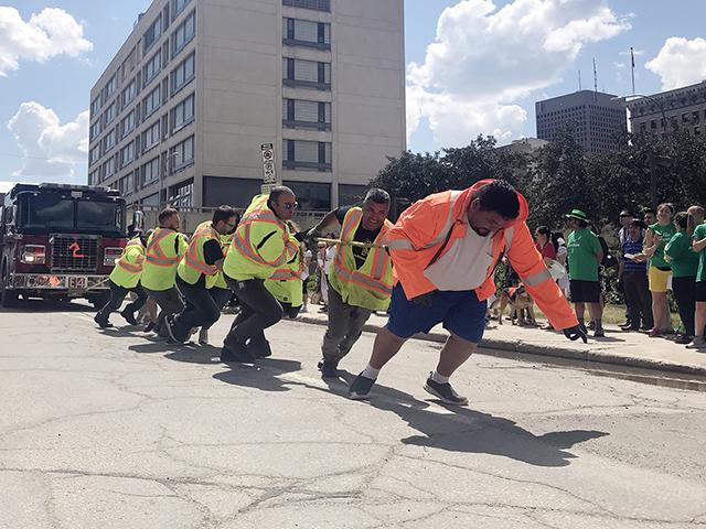 The Fire Engine Pull serves as the annual City of Winnipeg Charitable Fund campaign kickoff.